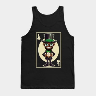 Black Leprechaun Shamrock Card St Paddys Day Festival Tank Top